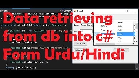 Data retrieving from db into c# Form Urdu/Hindi