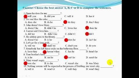 Tag Questions - Bài tập câu hỏi đuôi