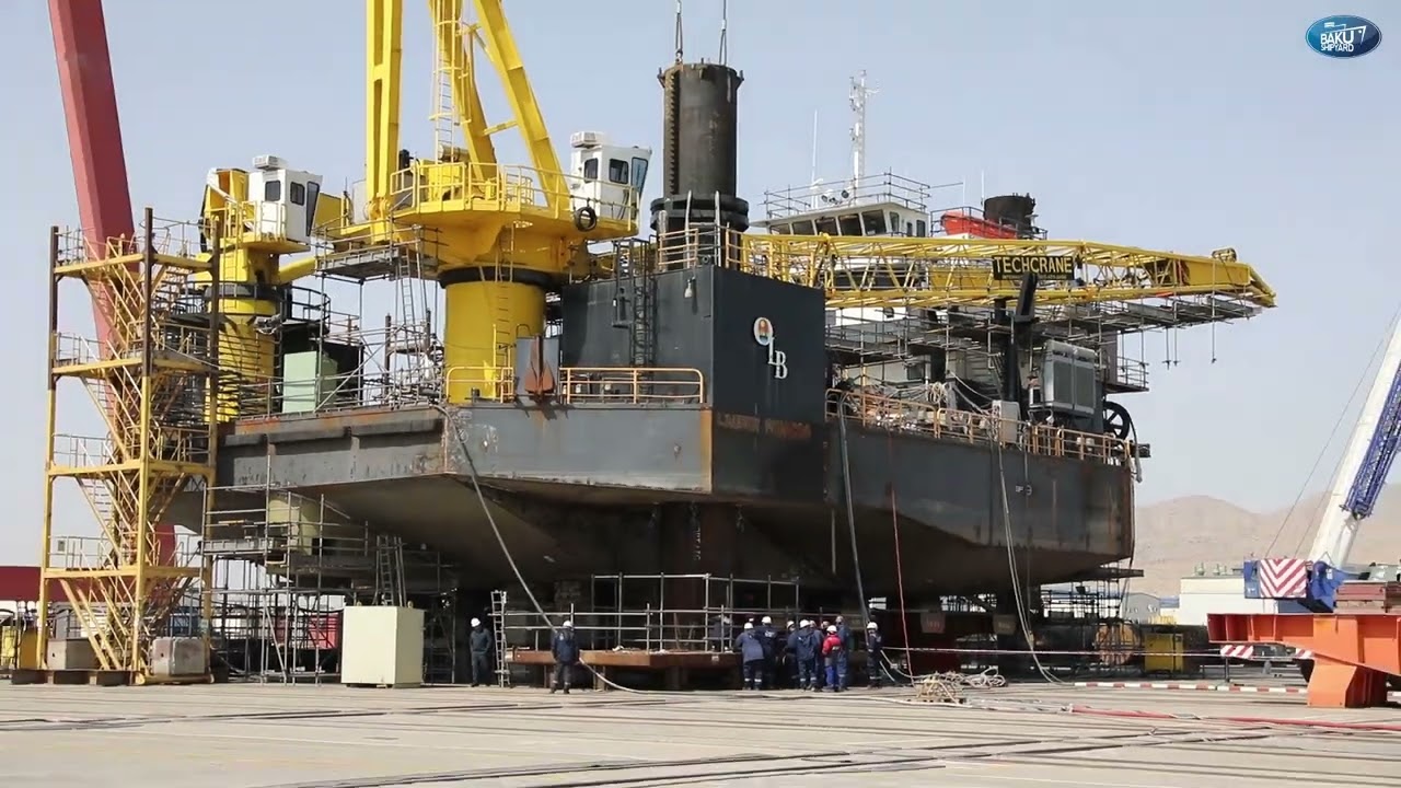 Repairing "NT FLAGMAN" lift boat at Baku Shipyard.