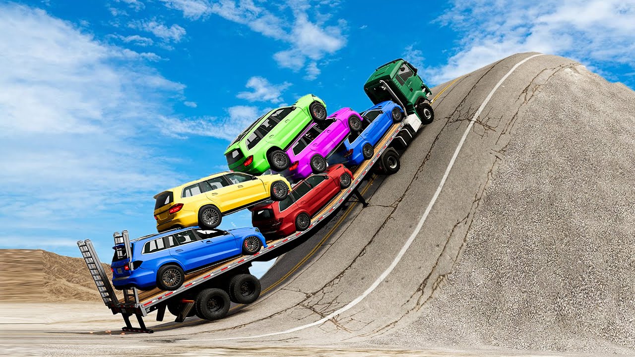 Flatbed Truck vs Giant Bulge Beamng drive Epic Challenge #1