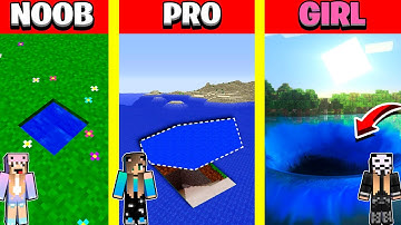 Minecraft Battle: WATER TUNNEL BASE PIT HOUSE BUILD CHALLENGE - NOOB vs PRO vs GIRL / Animation