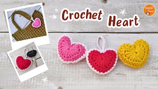 How to Crochet a Heart for BEGINNERS | Amigurumi Padded Heart Keychain | Amigurumi Heart  No Sew