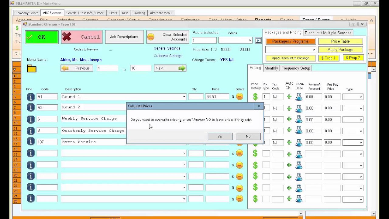 BILLMASTER Software - Pricing based on SQ FT and Formula 01 - YouTube