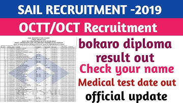 Sail bokaro final result out||Octt result 2019|| sail bokaro selected candidate list out||official