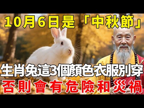 生肖兔注意 10月6日 農曆八月十五是 中秋節 這3個顏色衣服千萬別穿 否則會有危險和災禍 屬兔人必看 禪語明心 生肖 運勢 風水 財運 生肖運勢 生肖運程