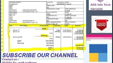 Stock Group wise Invoice Printing TAX OR GST Invoice in Tally Prime AGSTECH TALLYTDL TALLYTCP TDL