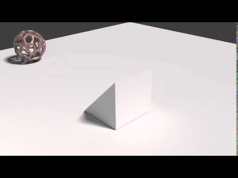 Carved wooden ball rolls off ledge - Blender render