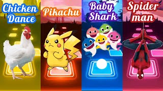 Chicken Song Vs Baby Shark Vs Spider Man Vs Pikachu Tiles Hop Muisc Game