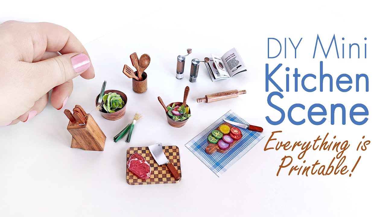DIY Dollhouse Kitchen Set | Miniature Food & Wooden Accessories