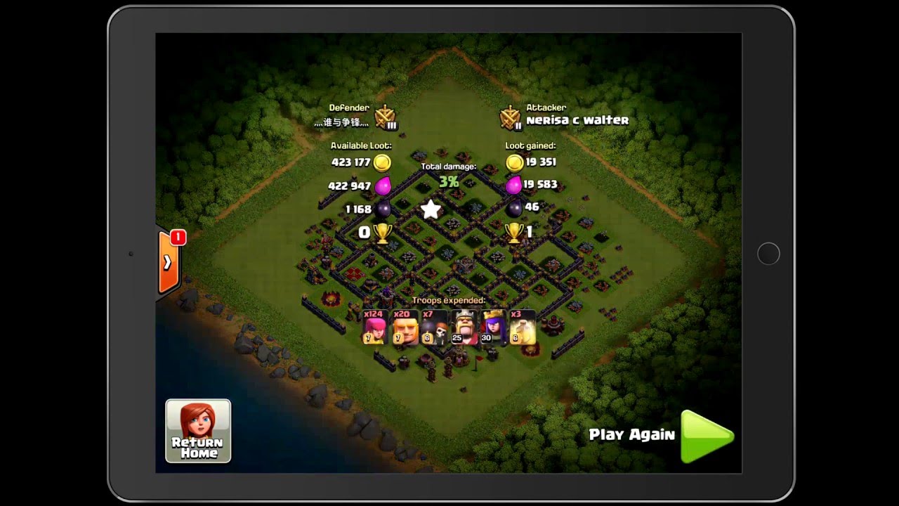 TH10 vs TH10 loot strategy with Giants and Archers (no CC troops)