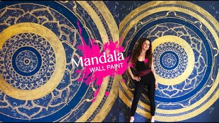 Om's Mandala Art | Painting a Massive Gold Mandala | Mandala Wall art