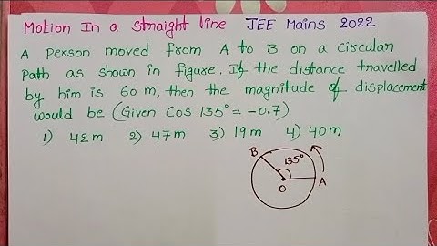 Een persoon bewoog zich van A naar B langs een cirkelvormig pad, zoals weergegeven in de afbeeldi...