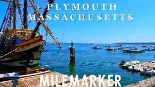 [4K] HISTORIC PLYMOUTH ROCK & WATERFRONT - Plymouth, MA - 4K Scenic Harbor Walk with Binaural 🎧