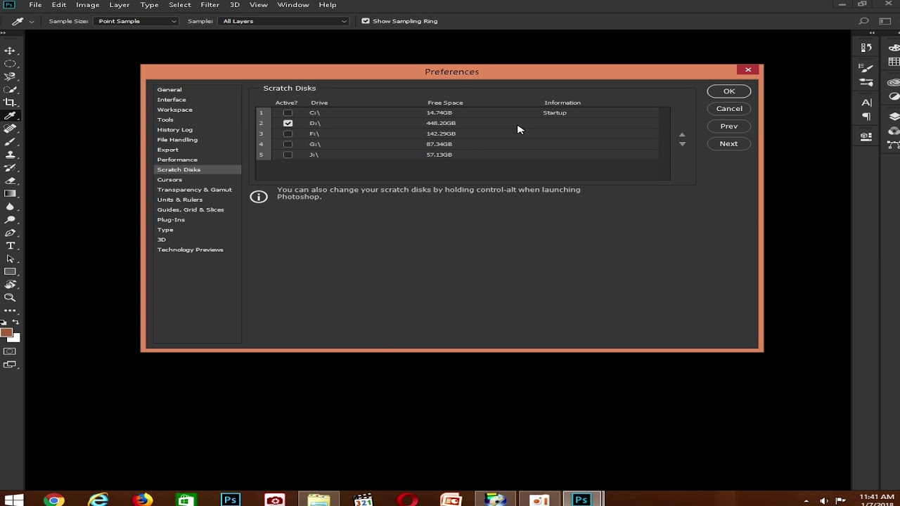 how to clear scratch disk in photoshop cc 2018