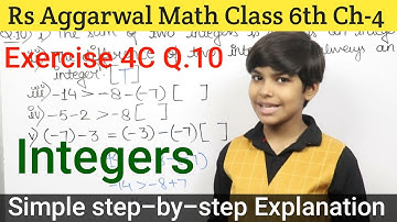 rs aggarwal Solution Class 6 chapter 4 Exercise 4C Q 10 | Integers basic math rn glory | math wali
