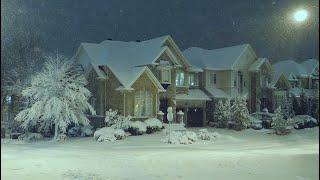 Winter Night SNOW STORM  Canada Countryside | Wind Sounds and Cozy Homes 4K