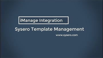 Sysero for iManage Templates