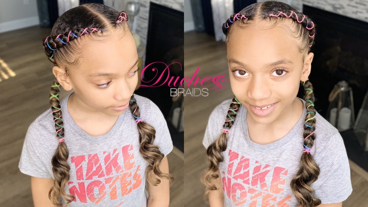 How To: 2 Braids with curly ends | Kids Braids| - YouTube