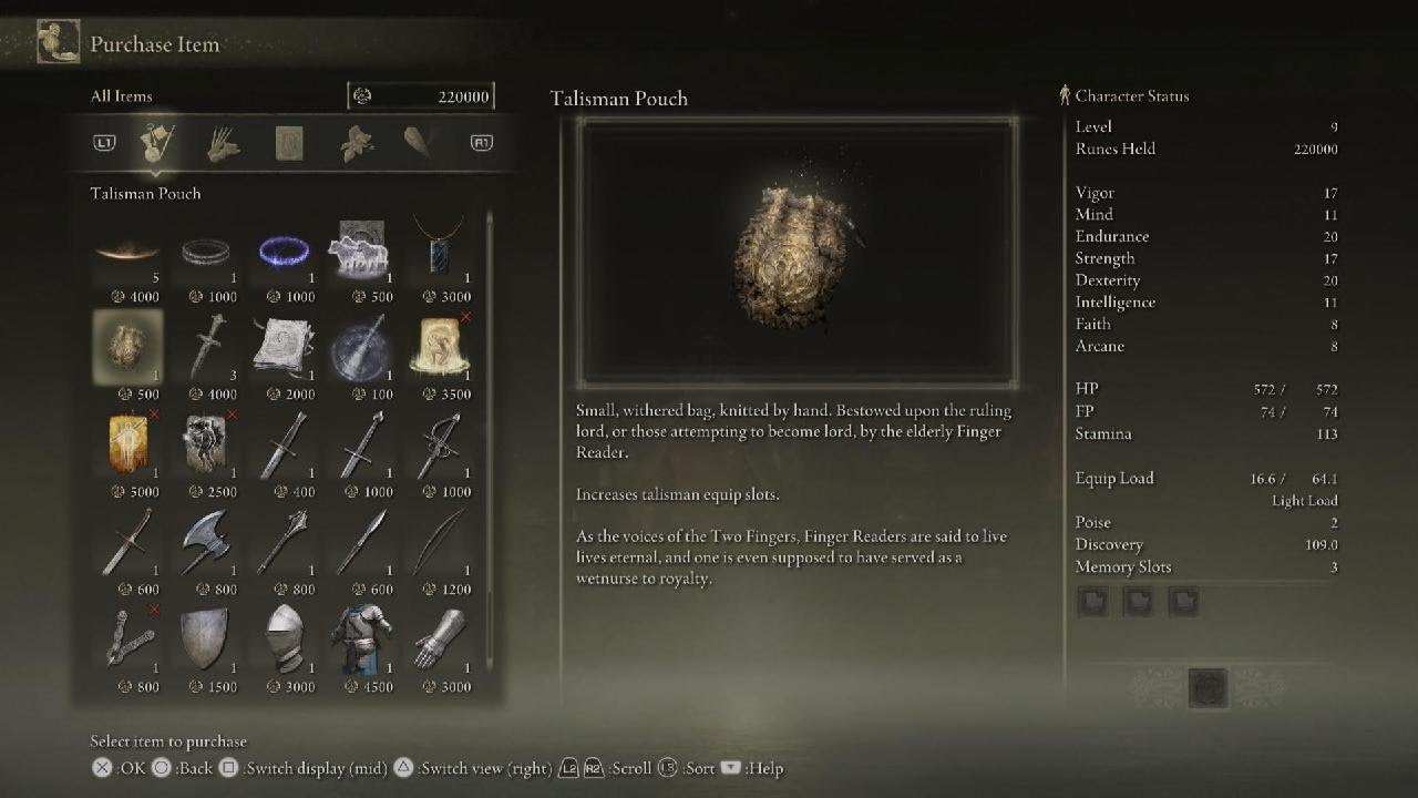 Enia's talisman pouch isn't actually missable