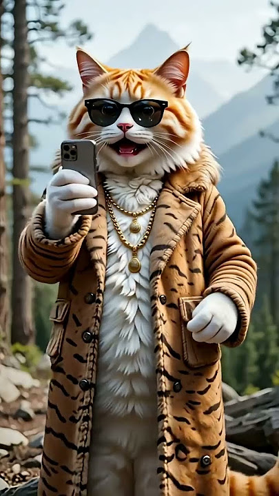 the cat oyen became king after fighting the tiger 😹👑👑 #funny #ai #animals #shorts