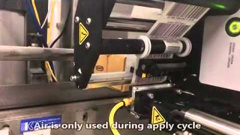 Label Printer Applicator Model 252 Using Tampjet Applicator for Preprinted Labels to Case