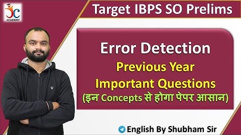 IBPS SO English Preparation | Error Detection Previous Year Questions | English By Shubham Gupta Sir