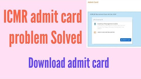ICMR admit card Download| Icmr admit card problem solved| Download admit card