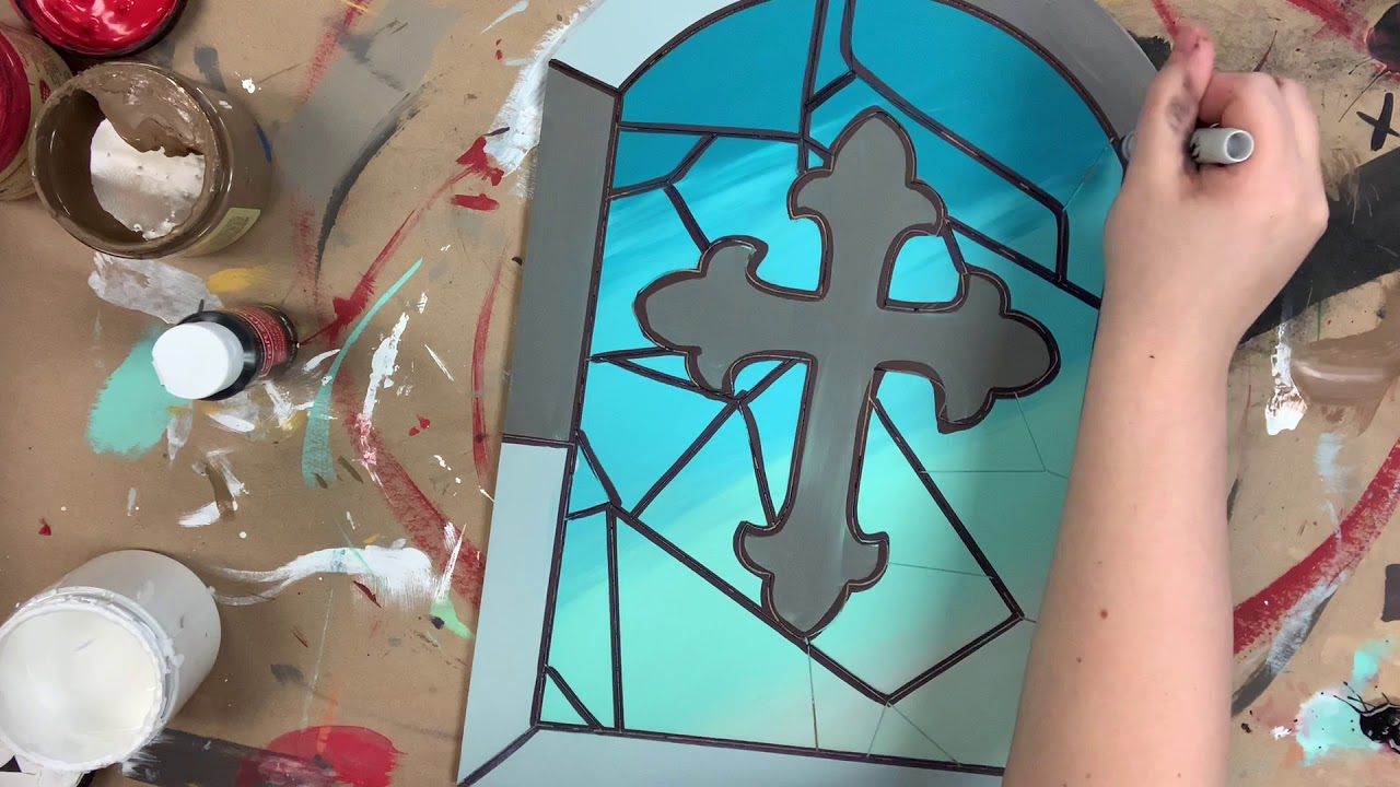 Ornate Cross Stained Glass Window DIY Tutorial s7z4