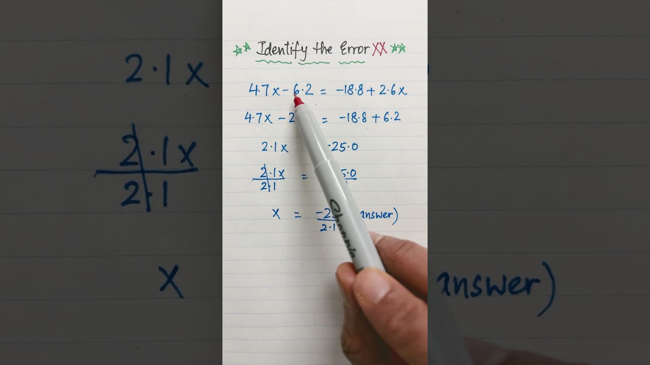 Find The Error Solving Linear Equations Linearequationsinonevariable Ged Algebra Findx