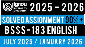 BSSS 183 SOLVED ASSIGNMENT 2025-26 | BSSS 183 SOLVED ASSIGNMENT 2025-26 IN ENGLISH | BSSS 183