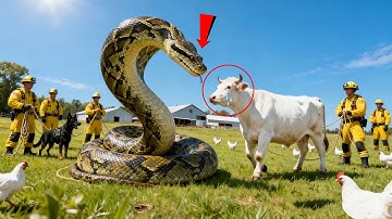 Heroic Rescue Team Saves Brave Cow from Giant Python Attack at Farm 🐍 Emotional Animal Rescue Story