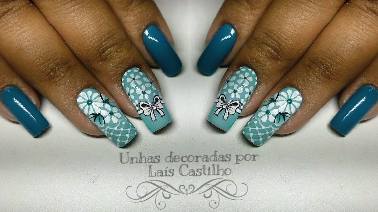 UNHAS DECORADAS FÁCIL LAÇO FLORES E RENDA LAÍS CASTILHO