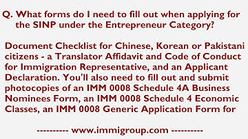 What forms do I need to fill out when applying for the SINP under the Entrepreneur Category?