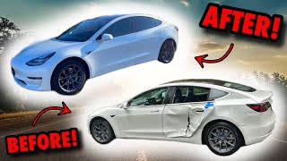 Rebuilding A Wrecked Tesla Model 3 In 10 Minutes! (Extremely Lucky!)