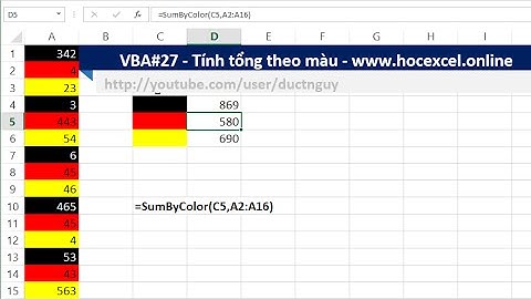 VBA #27 Tính tổng theo màu nền ô trong Excel