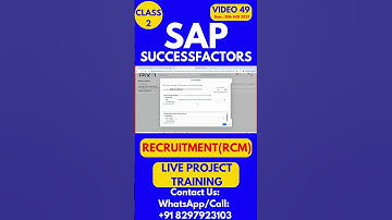 SAP SuccessFactors RCM Training Online Tutorial Class 49 30th August 2025 #sapsuccessfactorstraining