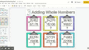 Adding and Subtracting Day 1 - Google Slides