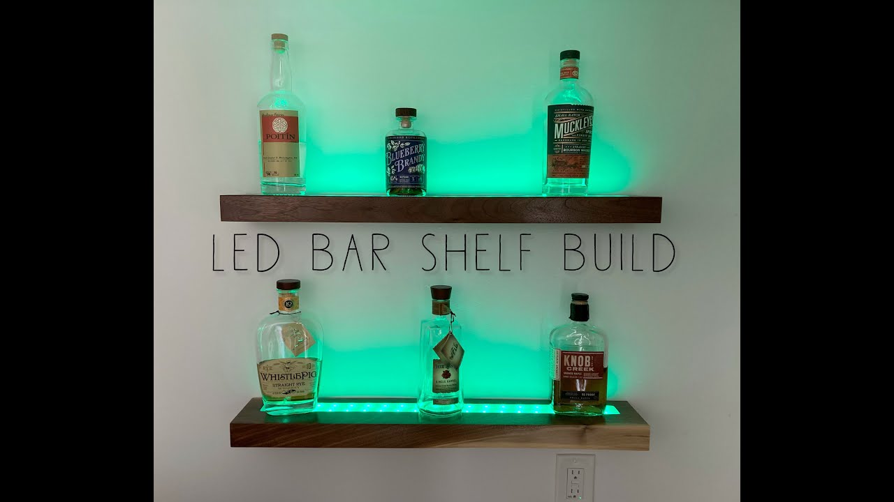 LED Walnut Bar Shelf Build - YouTube