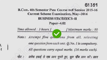 2016 Mdu BCom Pass 4th Sem Business Statistics Question Paper