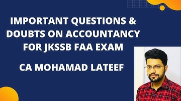 Accountancy Doubt Session for jkssb faa exam