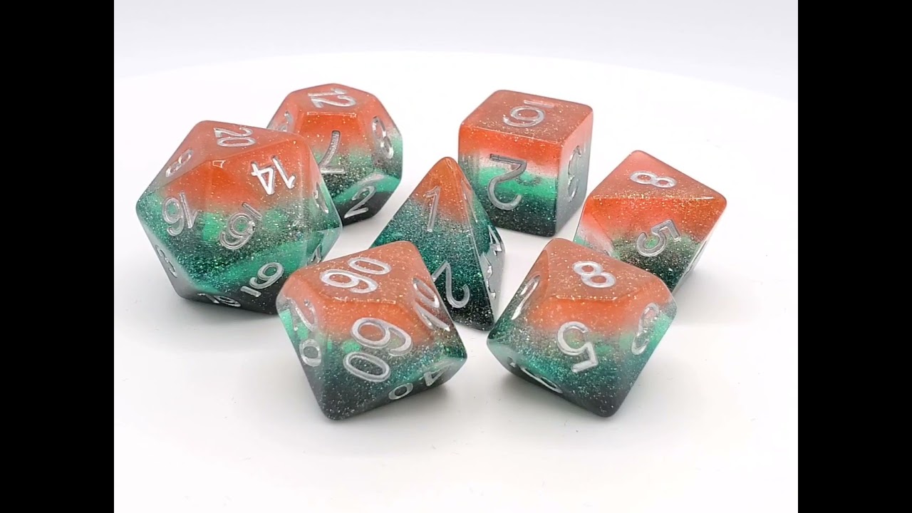 Old School 7 Piece DnD RPG Dice Set: Gradients -  Oh Clementine!