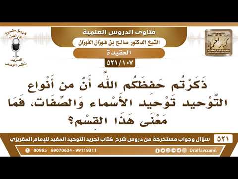 [107 -521] ما معنى توحيد الأسماء والصفات؟