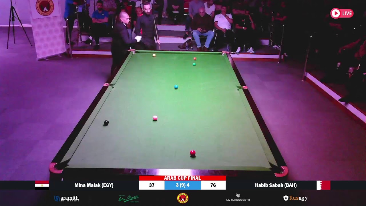 Arab Cup Snooker Final 2022 - Mina Malak (EGY) vs Habib Sabah (BAH)