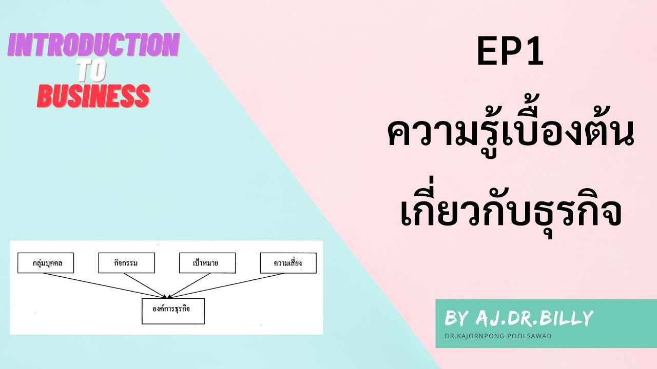 EP1 ความรู้เบื้องต้นเกี่ยวกับธุรกิจ | ENT1301: Introduction to Business | ดร.ขจรพงษ์ พูลสวัสดิ์