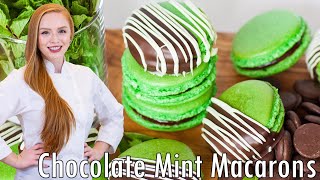 Chocolate Mint French Macarons - Dipped in Chocolate with Chocolate Ganache Filling!!