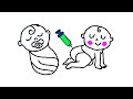 How to Draw Baby Step by step for kid. Drawing, Coloring for Toddlers