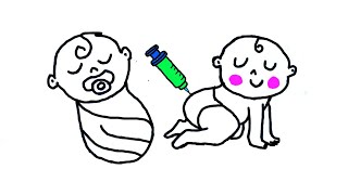 How to Draw Baby Step by step for kid. Drawing, Coloring for Toddlers