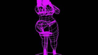 Burlesque Dancer 3D print Wireframe Turn Around