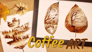 картинка: КОФЕЙНАЯ ЖИВОПИСЬ на ЛИСТЬЯХ🍂СУПЕР ИДЕЯ ДЛЯ РИСОВАНИЯ💛COFFEE PAINTING TUTORIAL