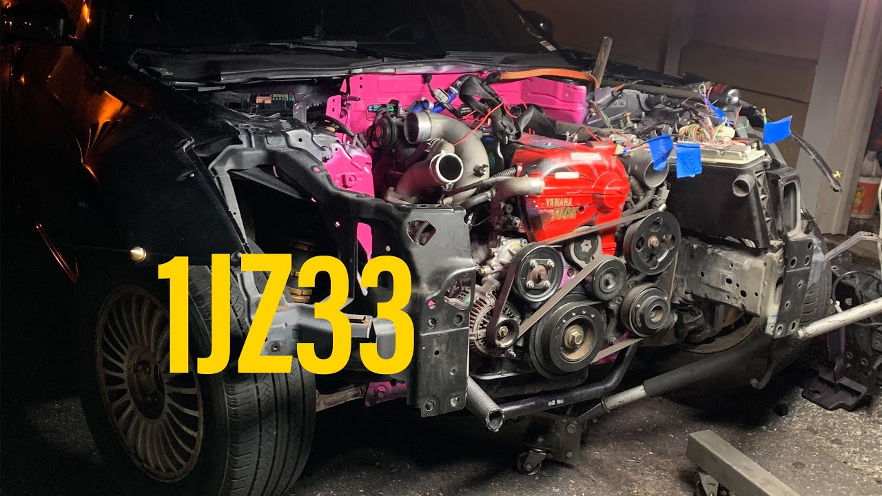 Swapping a 1JZ into a 350z Pt 2 (FIRST START UP + Test Fitting in bay) - Yo...